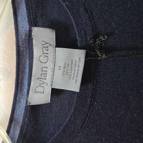 Dylan GRAY Men's NAVY Blue Wool Silk Cashmere Blend Sweater Medium - Picture 2 of 4